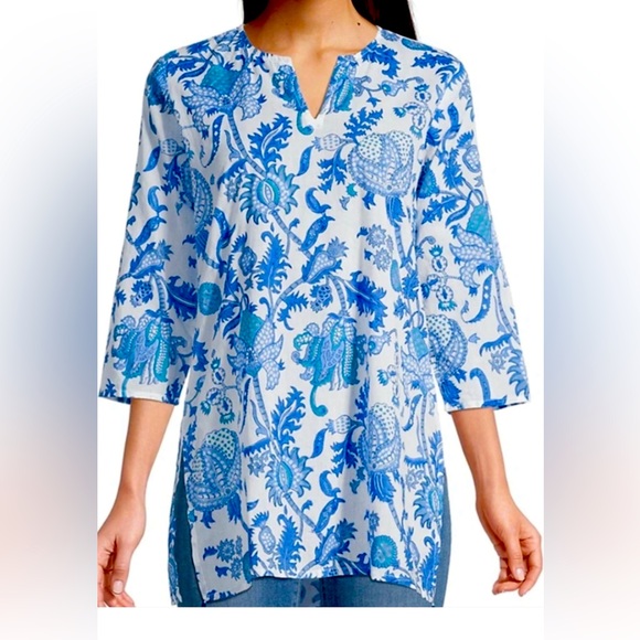 Roberta Roller Rabbit Blue Floral Women's Tunic - Picture 1 of 8
